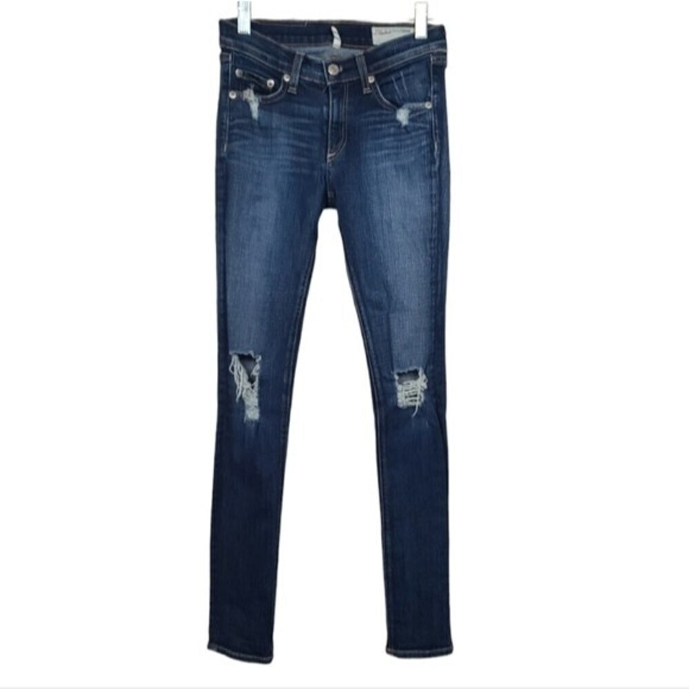 Rag & Bone Skinny Distressed Blue Denim Jeans 25